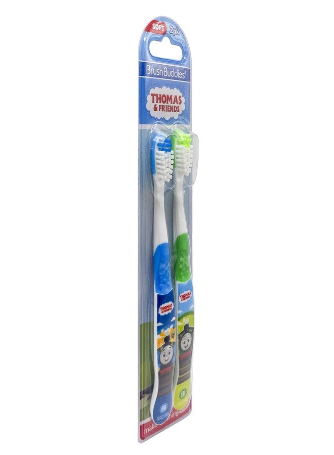 Brush Buddies Thomas and Friends Kids Toothbrush Twin Pack Manual Toothbrushes for Toddlers and Children Soft Bristles Character Toothbrush for Boys and Girls Ages 3 Plus Green and Blue - Image 3